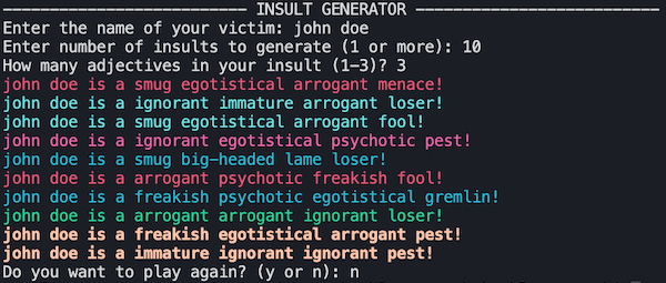 Python Insult Generator Project