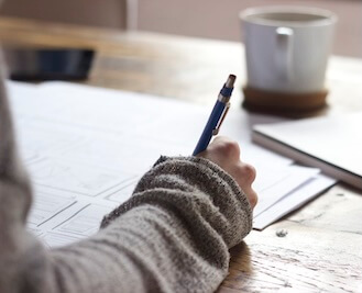 Girl writing notes